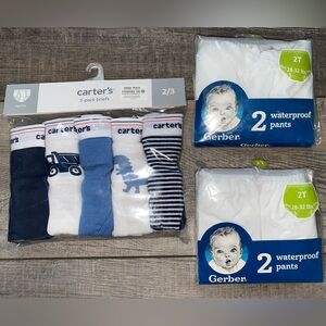 NWT Carter’s 5 Pack Cotton Briefs Underwear Gerber Toddler Diaper Cover 2/3 2 2T